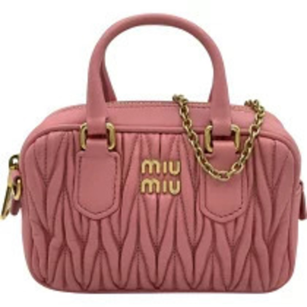 Miu Miu Arcadi Matelasse Leather Bag Nappa Shoulder Bag Pink